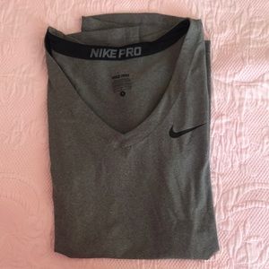 Grey Nike Pro Short Sleeve